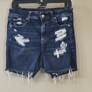American Eagle Outfitters Ripped Dark Blue Jean Shorts